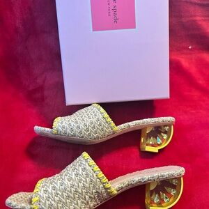 Kate Spade Woven Mules with Yellow Accents